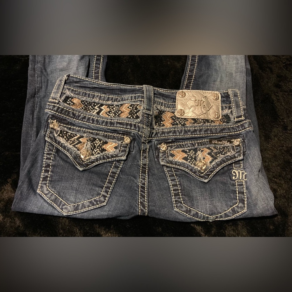 Miss Me Women's Boot Cut Dark Blue Jeans with Embellished Pockets SZ 26 x 31